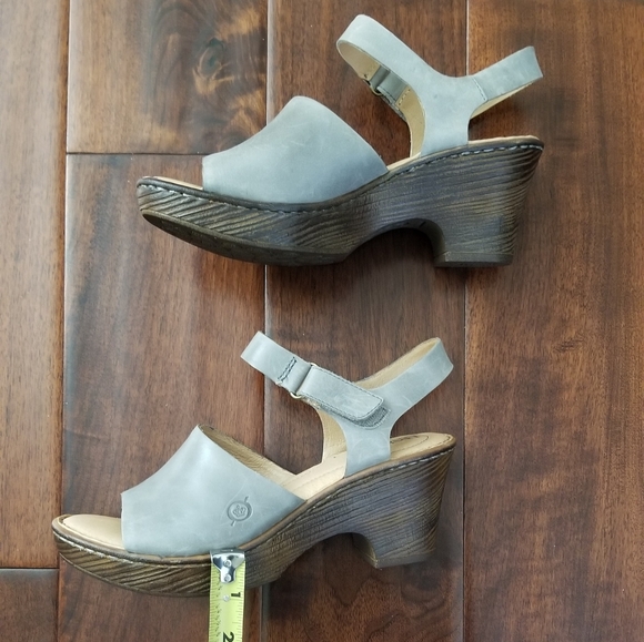 BØRN "Canna" Grey Leather Platform Sandal - Size 7 - Picture 5 of 9